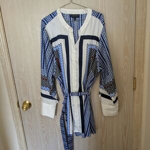 Blue and White Button Down Women's Shirt